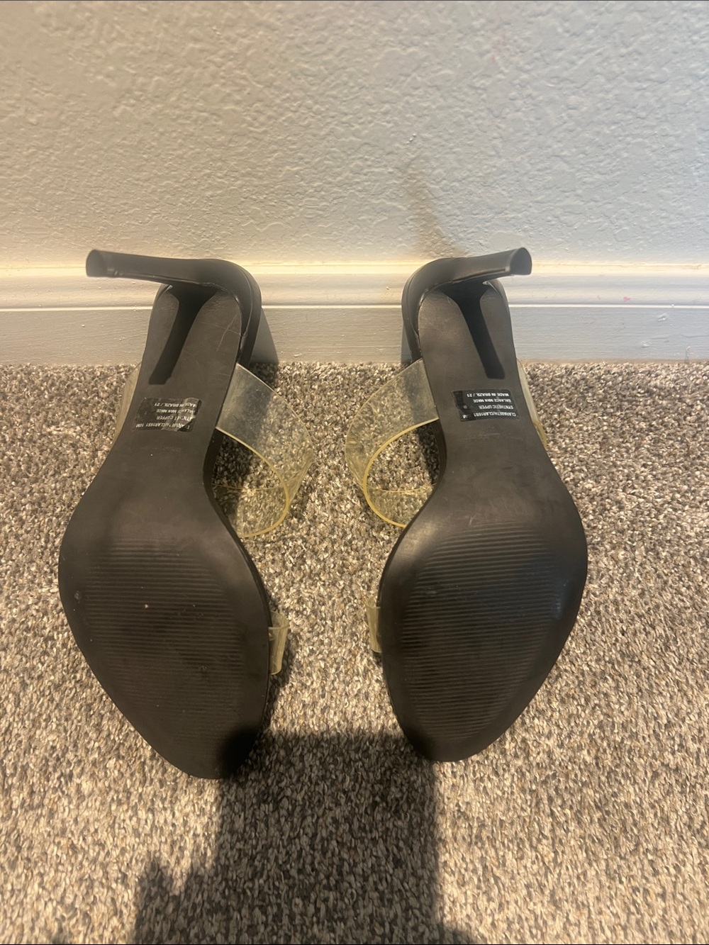 Steve Madden Black Heeled Sandals with Clear Straps - Picture 4 of 4